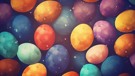 Easter egg colorful and ribbon background. Generative AIの素材