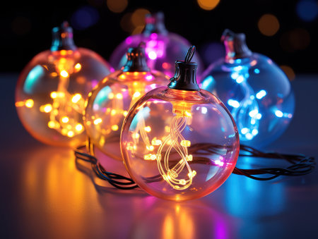 Merry christmas inscription with lightsの素材