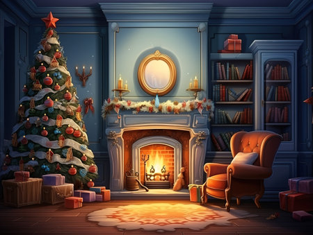 Cozy blanket waiting for santa to come and leave his presents, surpise surpriseの素材