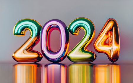 Beautiful 2024 typography symbol happy new yearの素材