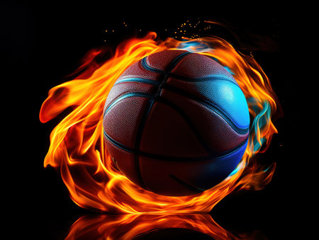 Winner, young purposeful basketball player training, practicing in actionの素材
