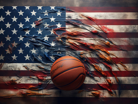 American football basketball on white background sports conceptの素材