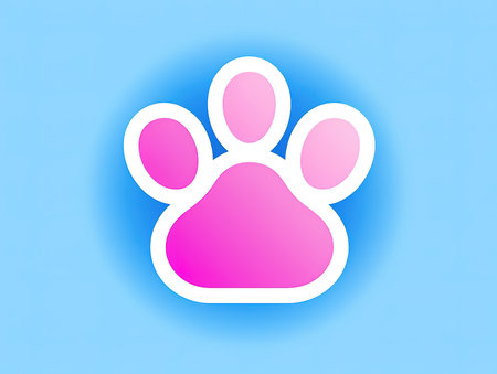 Red heart and paw print outlineの素材