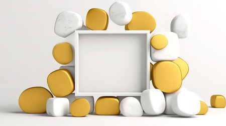 Composition of white stones minimal background for product presentationの素材
