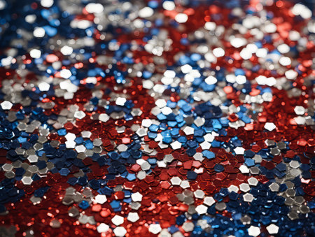 Gorgious illustration with a curved usa flag and a sparkling mosaicの素材