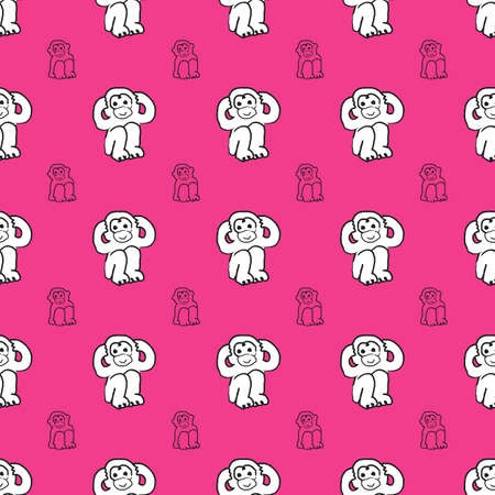 White monkeys on pink backgroundのイラスト素材