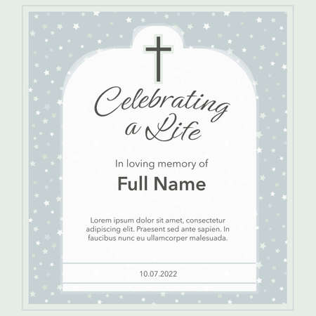 funeral card template with starry grey backgroundのイラスト素材