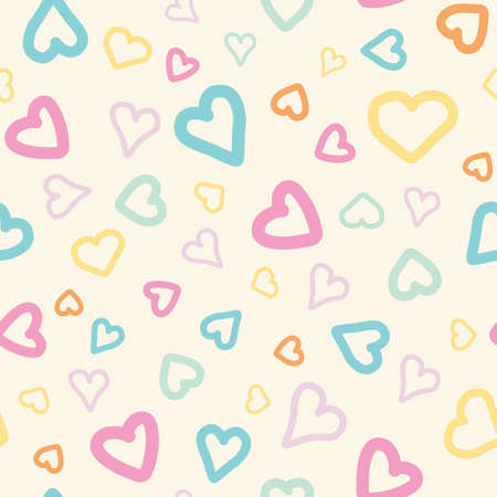 Colorful pastel hearts over beige backgroundのイラスト素材