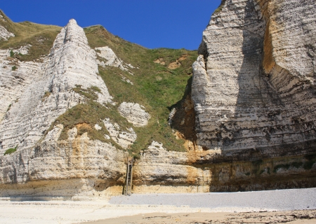 French coastline at Etretat, Normandyの写真素材