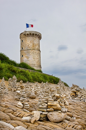 Ancient Whales lighthouse on the french coastlineの写真素材
