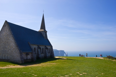Notre Dame de la Garde chapel, Etretatの写真素材