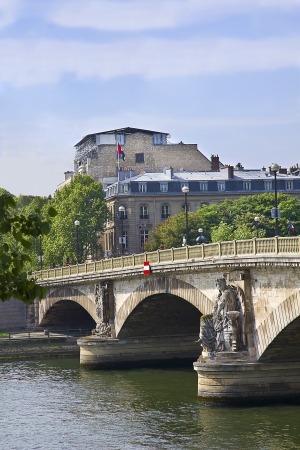 Beautiful architecture of the ancient stone bridges in Paris, Franceの写真素材