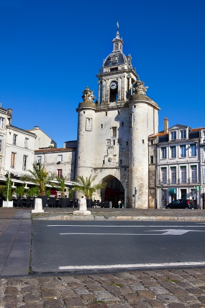 Entrance in the old town center of the ancient harbor of La Rochelleの写真素材