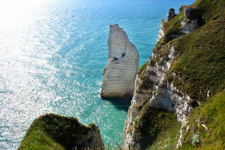 Etretat sea and cliffs perspectiveの写真素材