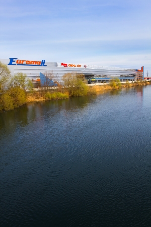 Pitesti mall - Euromall, placed near the Arges riverのeditorial素材