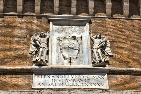 Stone plate inscription on the Saint Angelo Castle in Rome Italyのeditorial素材