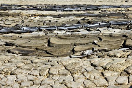 Dry rivers of mud from Mud Volcanoes Buzau Romaniaの写真素材