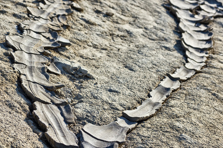 Dried rivers of mud from Mud Volcanoes Buzau Romaniaの写真素材