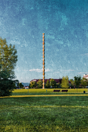 Endless column placed in the park with the same name in Targu Jiu, Romaniaの写真素材