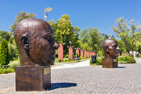BUCHAREST, ROMANIA - AUGUST 15, 2012. The Public Garden Herastrau. The Statue of Jean Omer Marie Gabriel Monnet.のeditorial素材