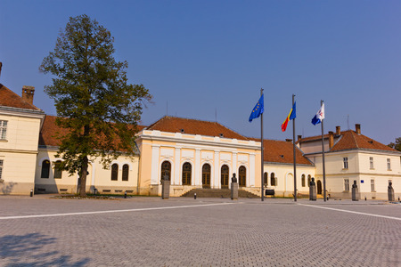 Alba Iulia, Romania - August 26, 2012: Union Hall building in the old town center of Alba Iulia, Transylvania, Romaniaのeditorial素材