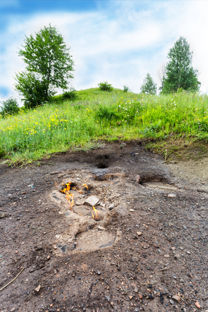 Natural gas auto ignition in Buzau county, Romaniaの写真素材