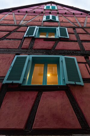 Typical half-timbered house facade in Colmar Franceの写真素材