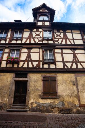 Typical half-timbered house facade in Colmar Franceの写真素材
