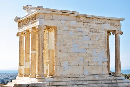 Details of ancient greek architecture on Acropolis citadel in Athensの写真素材