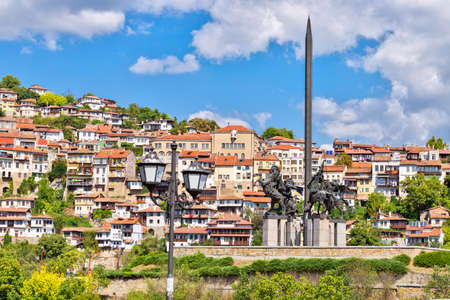 Asen Dinasty monument in Veliko Tarnovo, touristic city in Bulgariaの写真素材