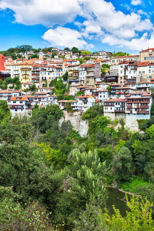 Veliko Tarnovo, touristic city in Bulgaria, on the Iarna riverの写真素材
