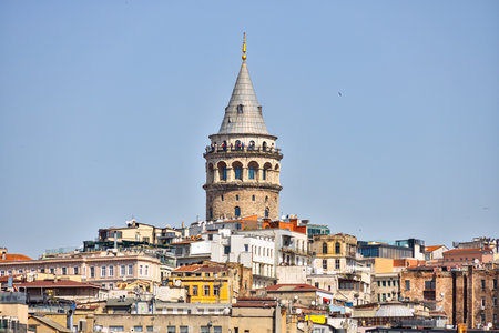 One of Istanbul city landmark, the Galata tower, Turkeyの写真素材