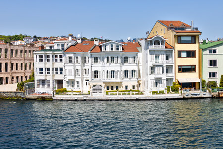 Beautiful Bosphorus strait houses, at shore, in Turkeyの写真素材
