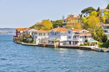 Beautiful urban architecture on the Bosphorus strait rich houses in Turkeyの写真素材