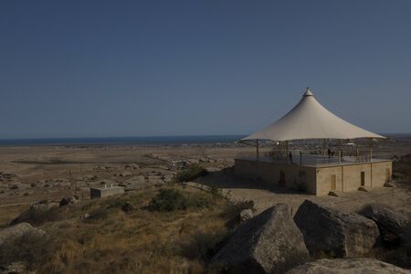 Gobustan is an archaeological reserve in Azerbaijan, south of Baku. Rock paintings, ancient parking.の写真素材