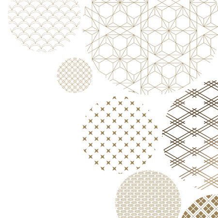 Japanese pattern background vector. Oriental gold geometric texture for cover design , poster, card, template.のイラスト素材