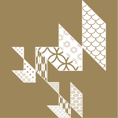 Japanese pattern background vector. Gold geometric template design.のイラスト素材