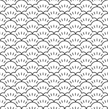 Black and white pattern. Japanese pattern vector. Tree background template. Curve geometric pattern.のイラスト素材
