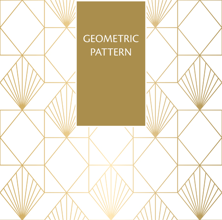 Gold geometric pattern vector. Oriental background. Line elements in gradient color.のイラスト素材