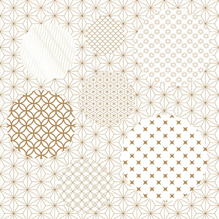 Japanese pattern vector. Gold geometric background.のイラスト素材