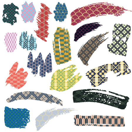Brush strokes elements. Painting drawing texture icons. Decoration pattern vector.のイラスト素材