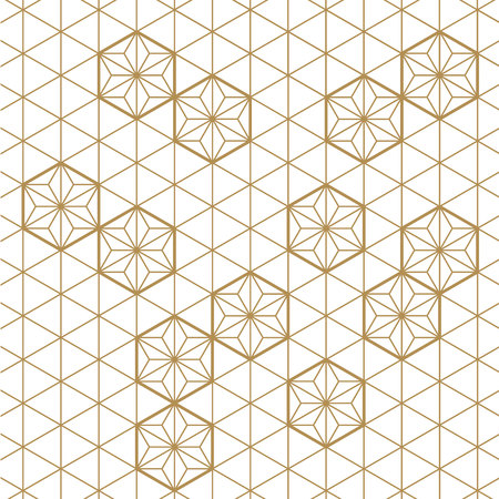 Japanese pattern vector. Geometric gold background. Line oriental texture.のイラスト素材