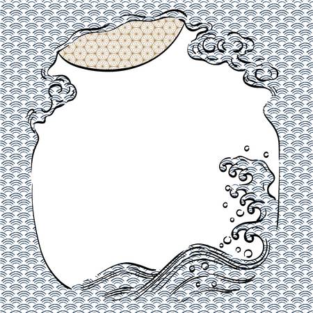 Japanese template vector. Wave pattern background.のイラスト素材