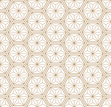 Japanese pattern vector. Gold geometric background. Line element.のイラスト素材