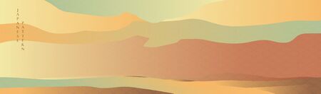 Japanese pattern banner vector. Abstract background with wave elements. Sunset wallpaper.のイラスト素材