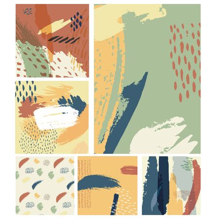 Brush stroke background with Japanese pattern vector. Abstract elements.のイラスト素材