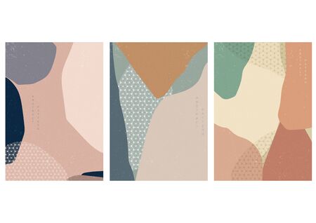 Abstract arts background with Japanese pattern vector. Art landscape with geometric elements.のイラスト素材