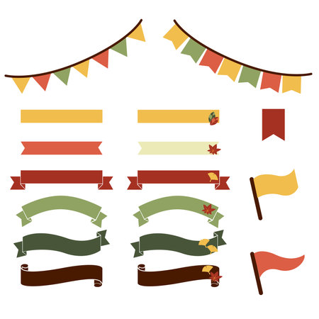 Flags and ribbons using autumn colorsのイラスト素材