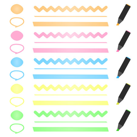 Highlighter style lines and circlesのイラスト素材