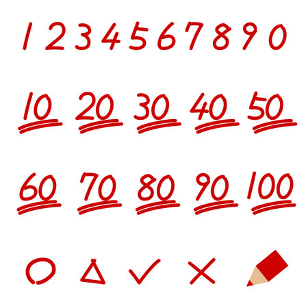 Various hand-drawn numbers and figuresのイラスト素材